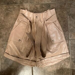 Karlie tan leather shorts with tie, size medium, new with tags